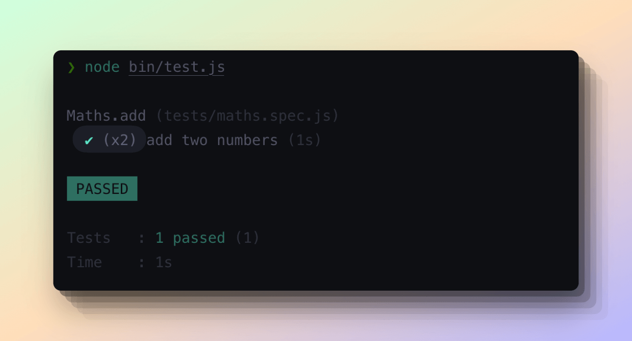 The spec reporter prefixes the test title with the current retry attempt